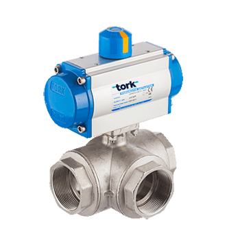 SMS-TORK Turkey TORK-PAV 902 PNEUMATIC ACTUATED BRASS BALL VALVES, 3/2 WAY