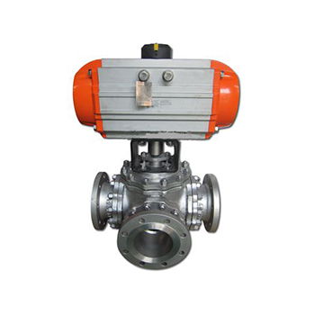 Hard-sealed pneumatic three-way ball valve AIRTORQUE Italian actuator