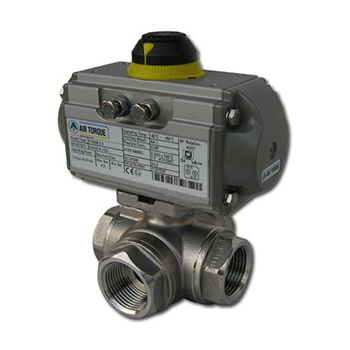 AT pneumatic three-way ball valve AIRTORQUE Italian actuator