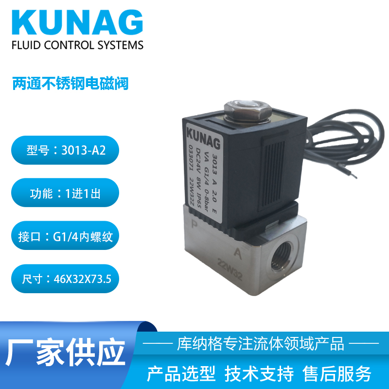 3013-A2 stainless steel two-way solenoid valve interface G1/4 flying coil