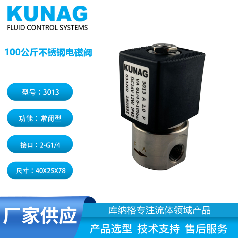 100公斤电磁阀 10MPA 接口G1/4 不锈钢304