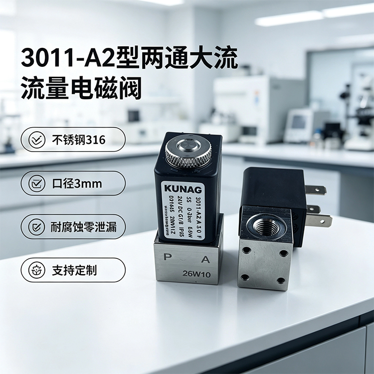 3011-A2型大流量两通电磁阀 316不锈钢阀体，3mm口径，耐腐蚀气液从容掌控