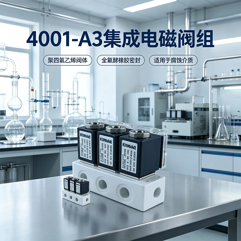 4001-A3型集成组合3个电磁阀3进1出 聚四氟乙烯PTFE