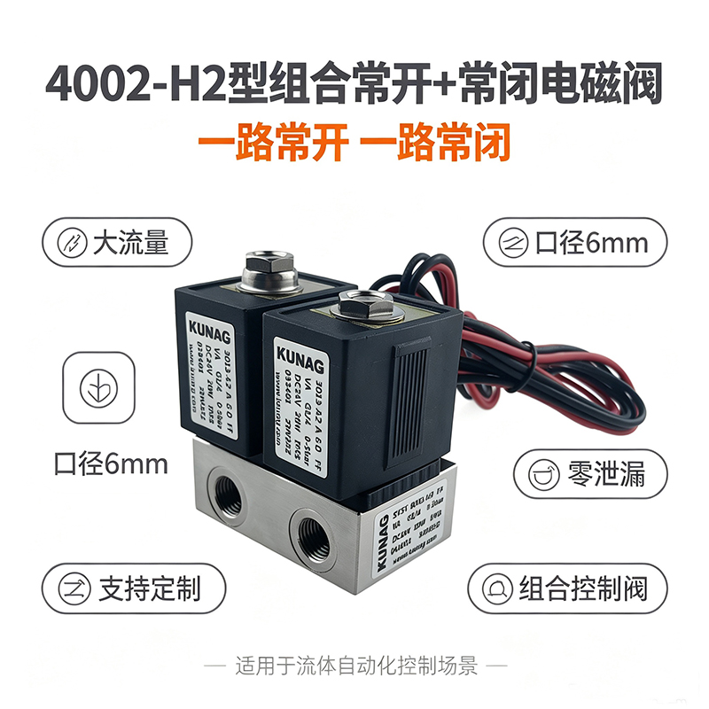 4002-H2型组合常开常闭电磁阀（DN6mm/不锈钢316阀体/一路常开+一路常闭）